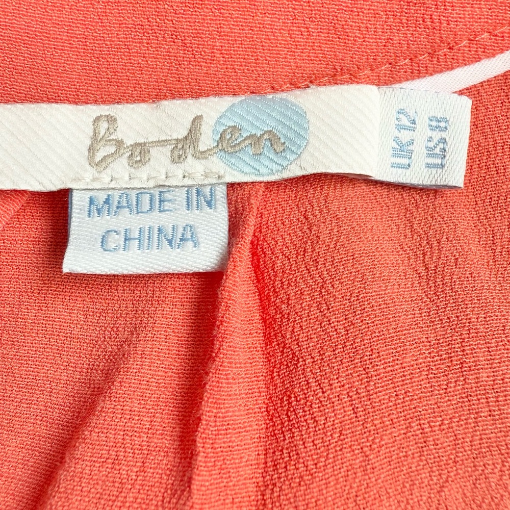 NWOT Boden Coral Pleated Sleeveless Blouse with Bow - Picture 12 of 12